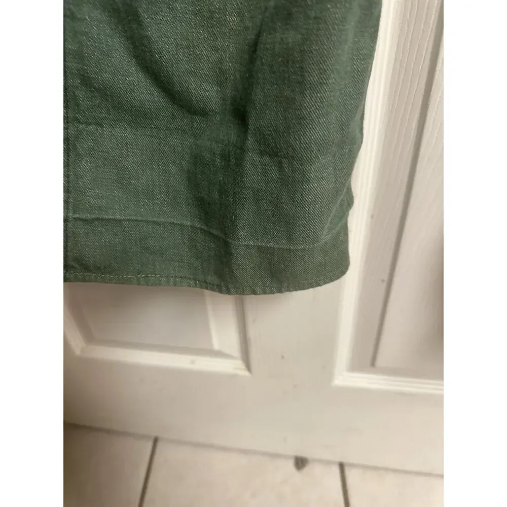 70s Wrangler Misses Jeans Green Denim Snap Button Wide Leg Flare Slim Sz 18 30w - Picture 3 of 9